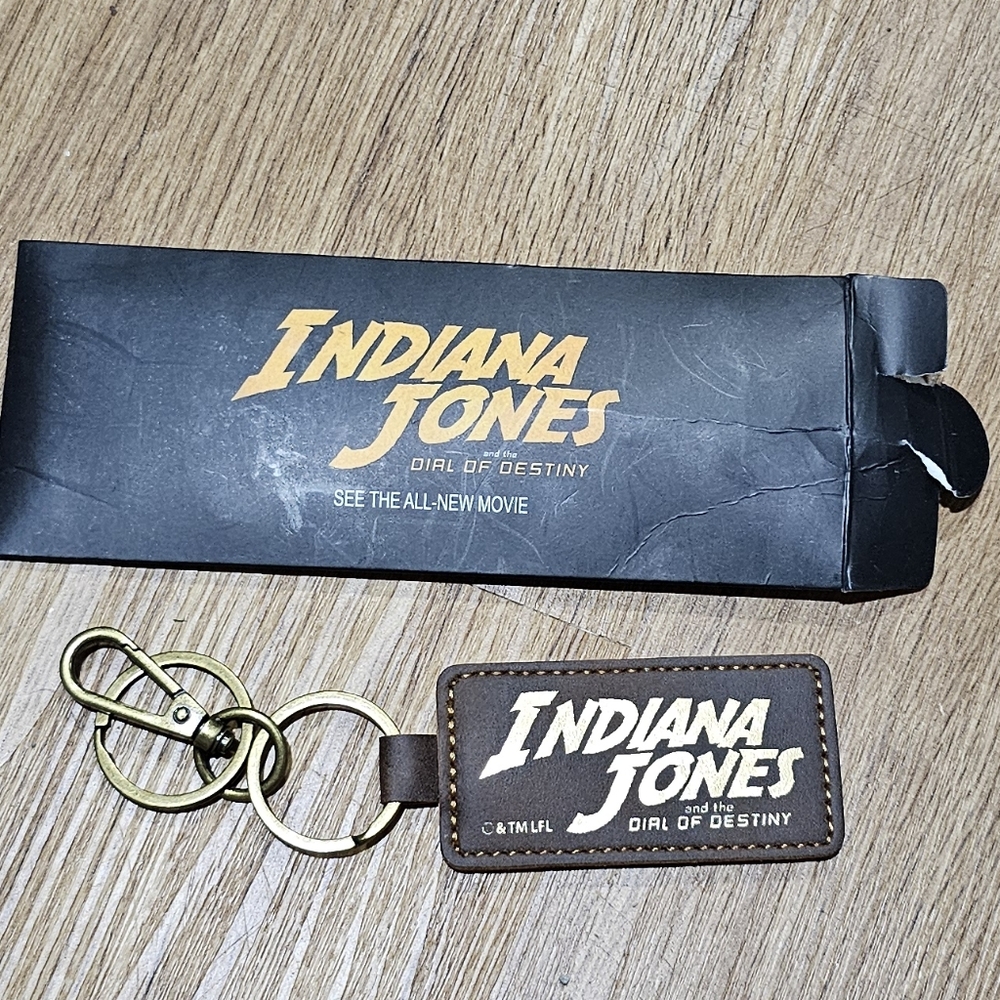 4/$10 Indiana Jones Keychain Collectible Disney Studio Faux Leather New Key Clip